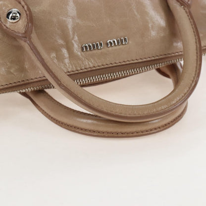 Miu Miu Bow Satchel Cervo Leather, Beige, Leather, Handbag