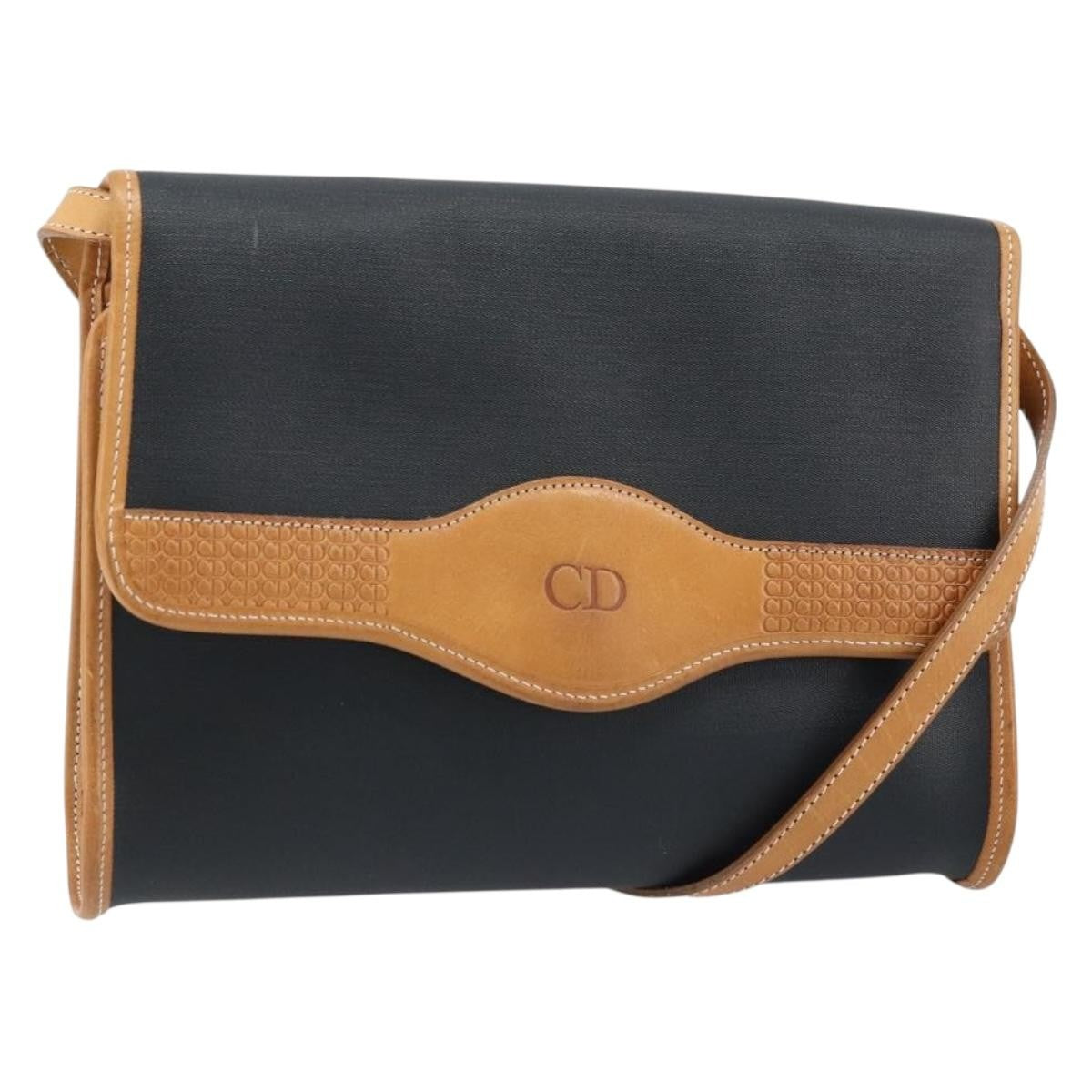 Christian Dior CD Shoulder bag Canvas and Leather, Black, Canvas, Shoulder Bag
