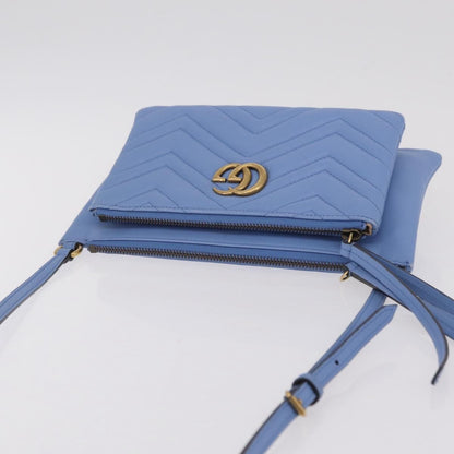 Gucci GG Marmont Double Matelasse Leather, Blue, Leather, Crossbody Bag