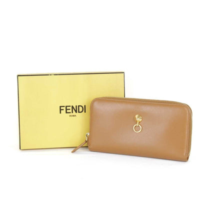Fendi Dotcom Zip Around Wallet Leather, CAMEL, LEATHER, Wallets