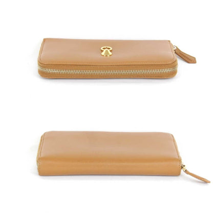 Fendi Dotcom Zip Around Wallet Leather, CAMEL, LEATHER, Wallets