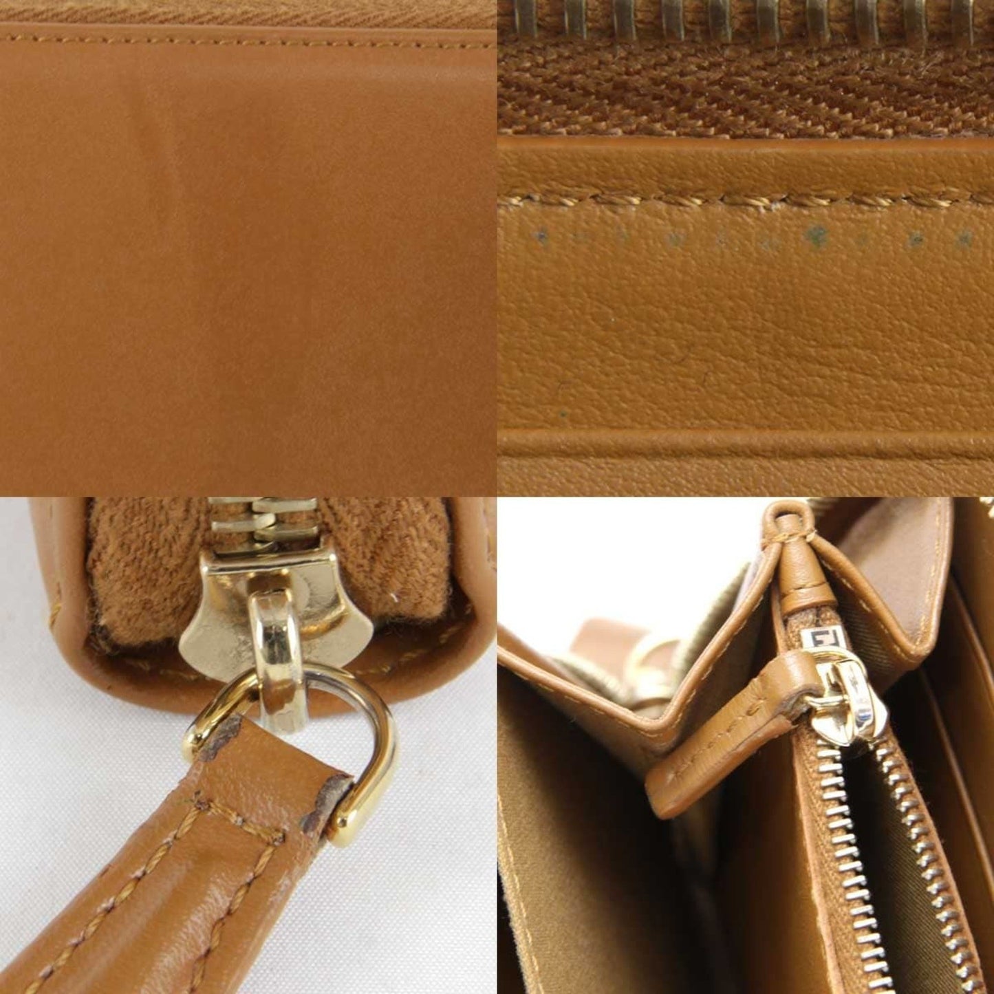 Fendi Dotcom Zip Around Wallet Leather, Camel, Leather, Wallet