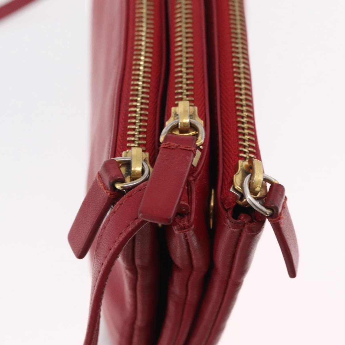 Celine Trio Leather, Red, Leather, Crossbody Bag