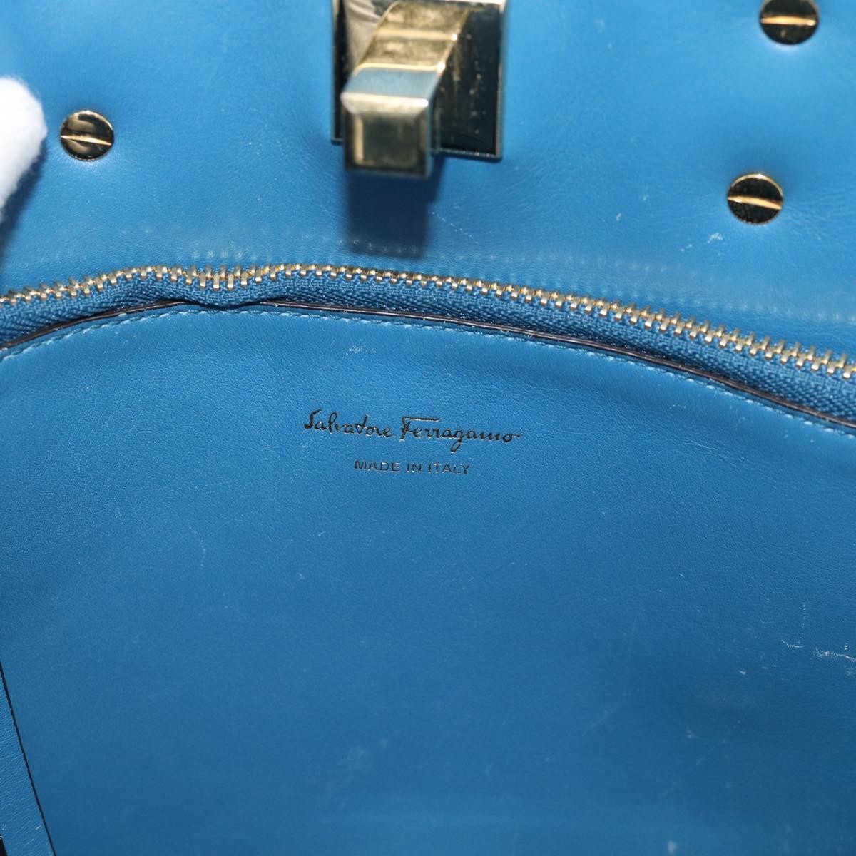 Salvatore Ferragamo Studio Portfolio Leather, Blue, Leather, Briefcase