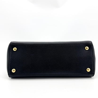 Fendi 2Jours Leather, Black, Calfskin, Handbag