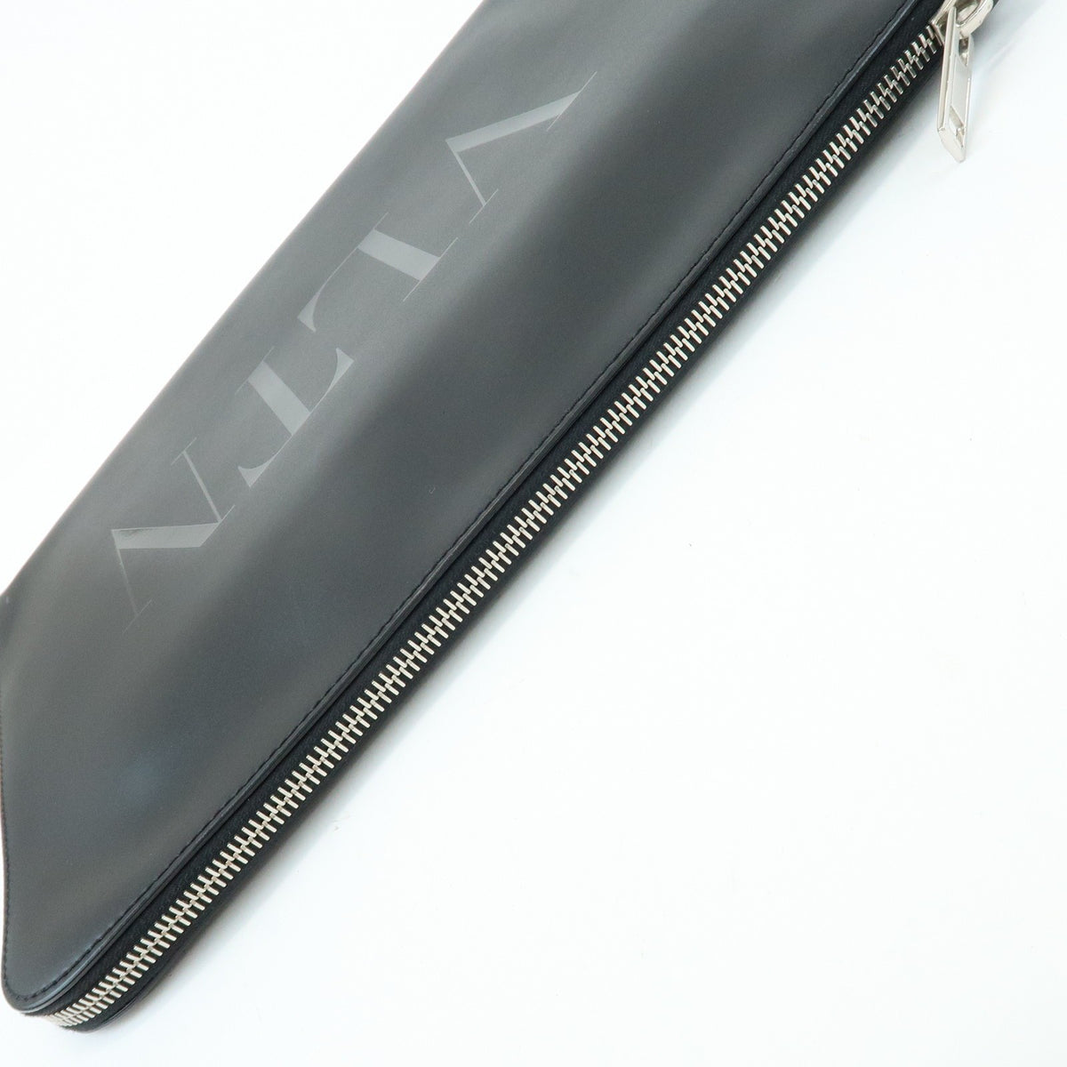 Valentino Garavani VLTN Zip Pouch Printed Leather, Black, Leather, Clutch
