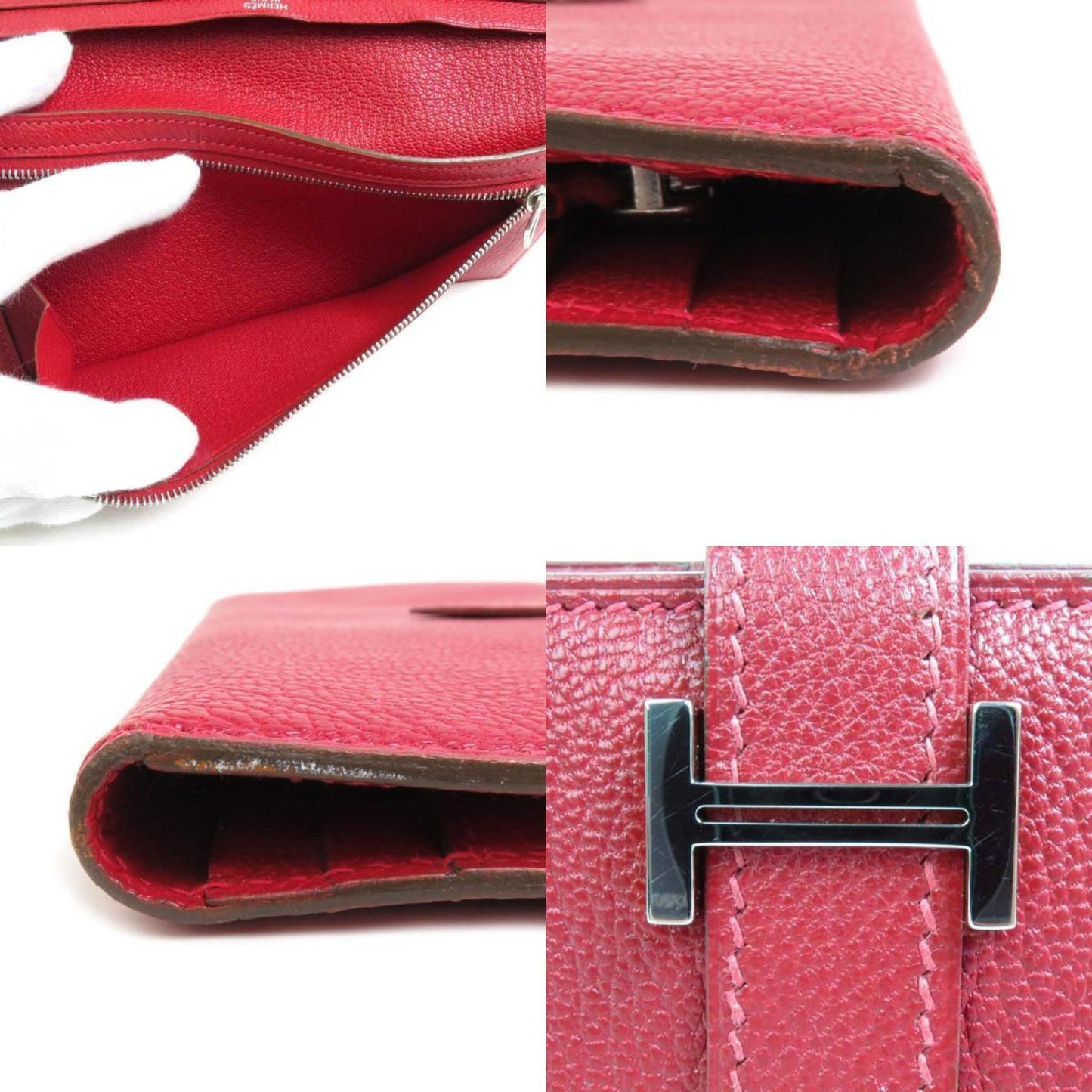 Hermès Béarn, Red, Leather, wallet