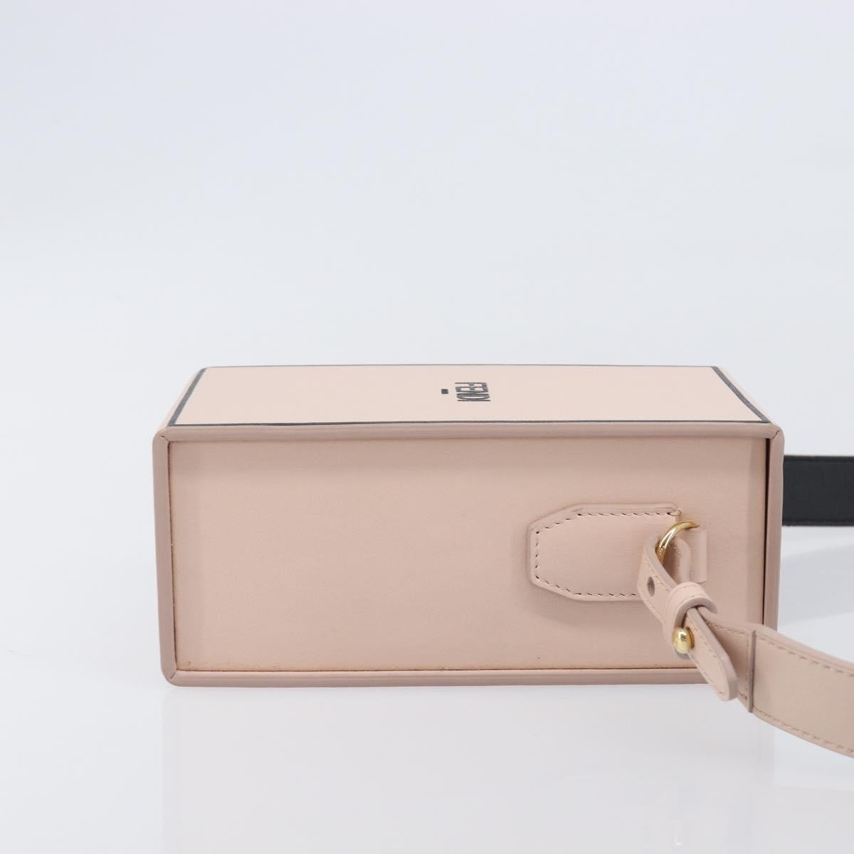 Fendi Logo Vertical Box Leather, Pink, Leather, Crossbody Bag