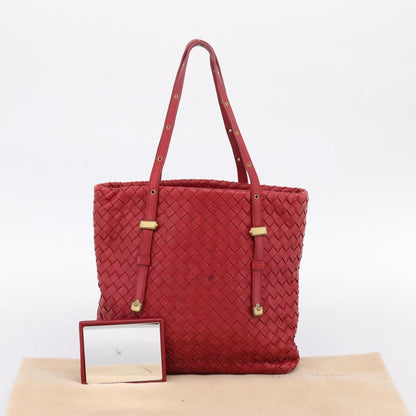 Bottega Veneta Belted Tote Intrecciato Nappa, Red, Leather, Tote Bag