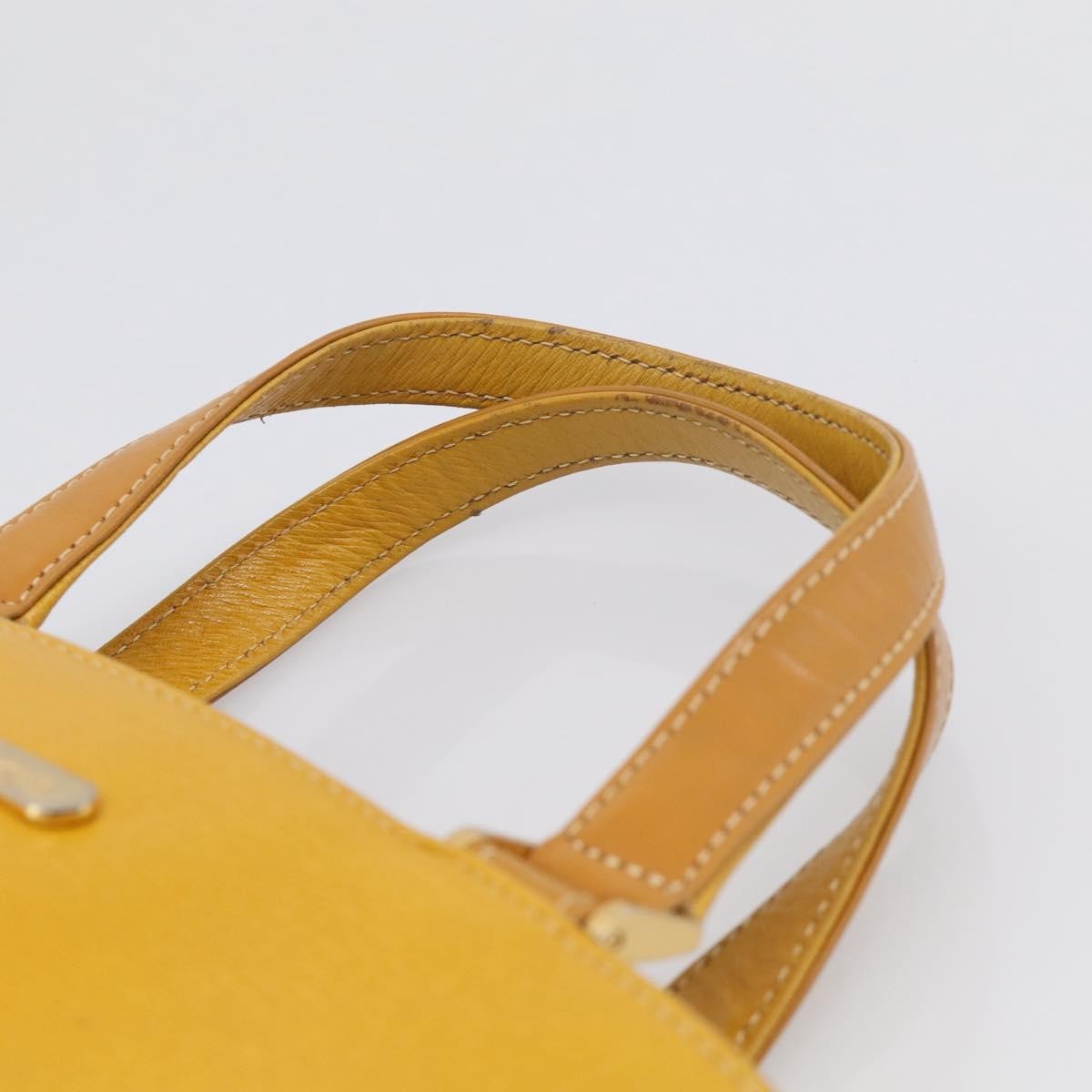 Burberry Handle Tote Leather, Yellow, Leather, Tote Bag