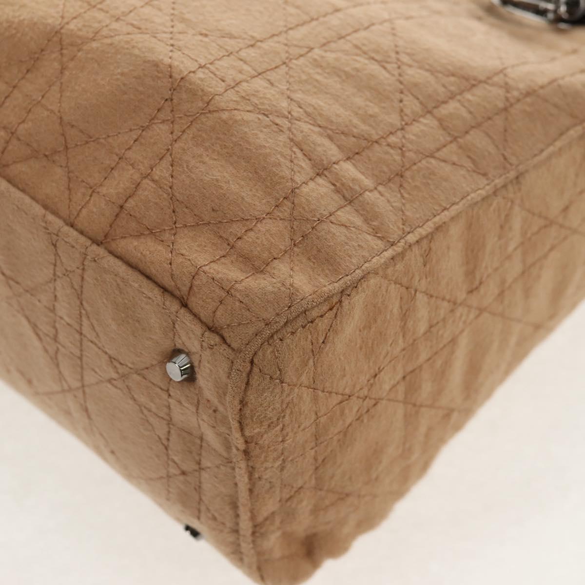 Christian Dior Cannage Handbag Canvas, BEIGE, COTTON, Handbag