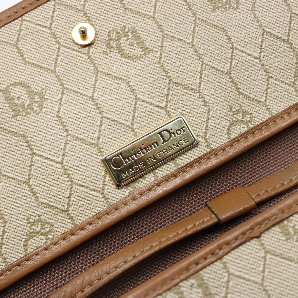 Christian Dior Vintage Honeycomb Flap Coated Canvas, Beige, PVC, Wallet