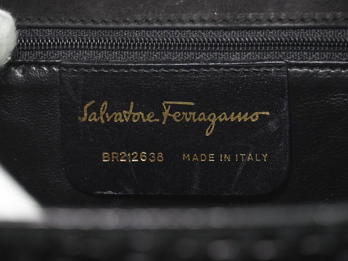 Salvatore Ferragamo Vintage Top handle Leather, Black, Patent Leather, Handbag