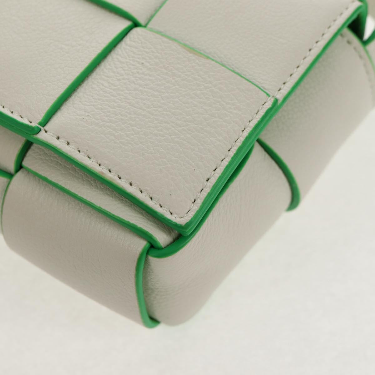 Bottega Veneta Cassette Maxi Intrecciato Leather, White, Leather, Shoulder Bag