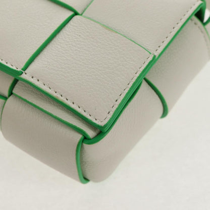 Bottega Veneta Cassette Maxi Intrecciato Leather, White, Leather, Shoulder Bag