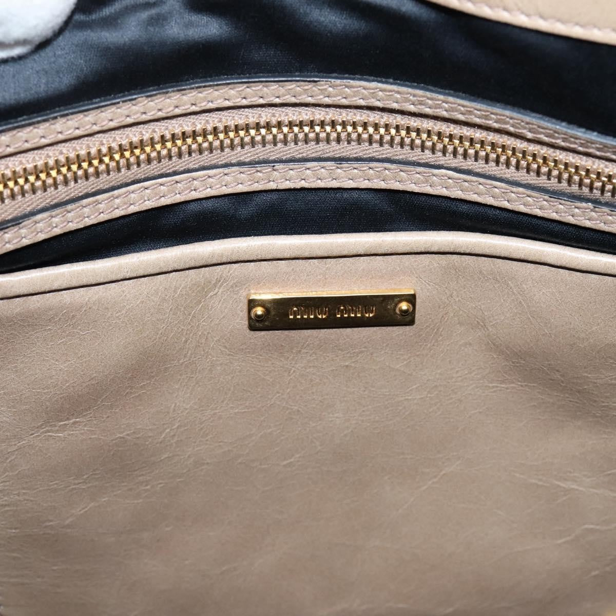 Miu Miu Convertible Bauletto Vitello Shine, Beige, Leather, Handbag