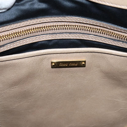 Miu Miu Convertible Bauletto Vitello Shine, Beige, Leather, Handbag