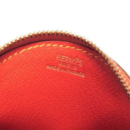 Hermes Orange Slice Coin Leather, Orange, Leather, Clutch