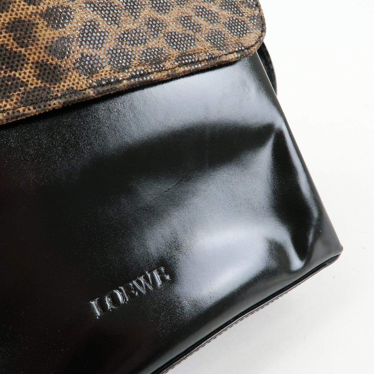 Loewe Vintage Velazquez Top Handle Leather, Black, Patent Leather, Handbag