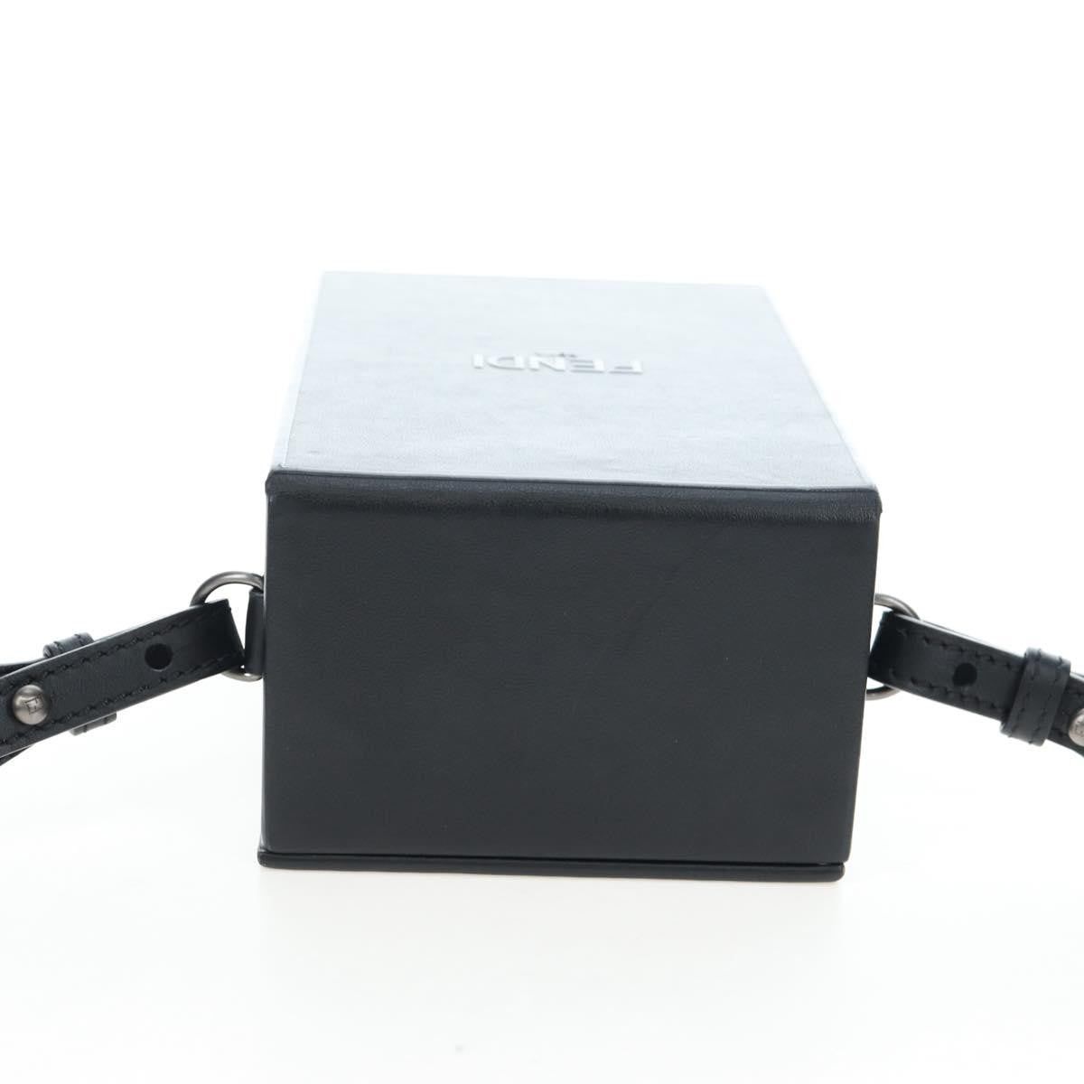 Fendi Logo Vertical Box Leather, Black, Leather, Shoulder Bag