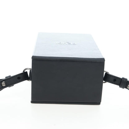Fendi Logo Vertical Box Leather, Black, Leather, Shoulder Bag