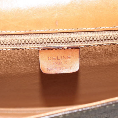 Celine Vintage Macadam Canvas and Leather, Brown, Canvas, Handbag