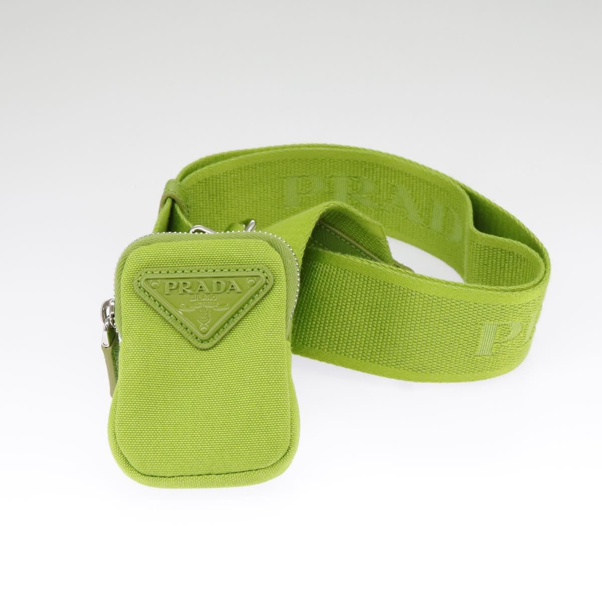 Prada Zipped Triangle Canvas, Green, Canvas, Crossbody Bag