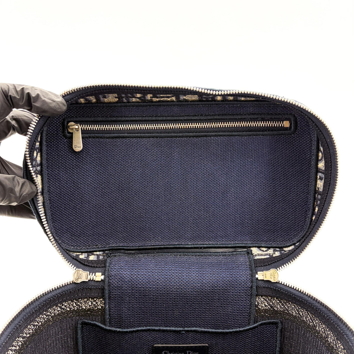 Christian Dior DiorTravel Vanity Case Oblique Canvas, Navy, Canvas, Handbag