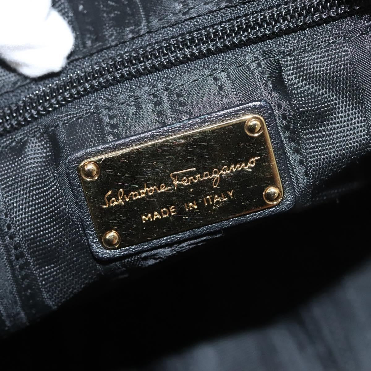 Salvatore Ferragamo Gancini Leather, Black, Leather, Handbag