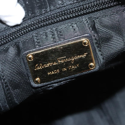 Salvatore Ferragamo Gancini Leather, Black, Leather, Handbag