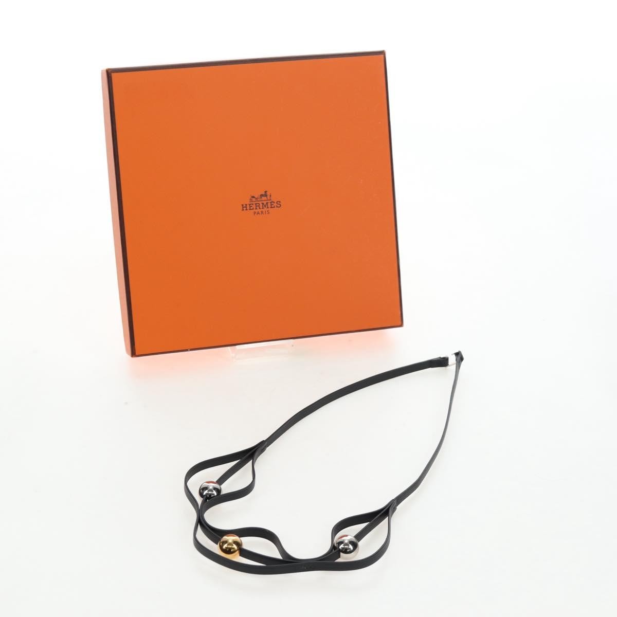 Hermes Météore Leather, Black, Leather, Necklace
