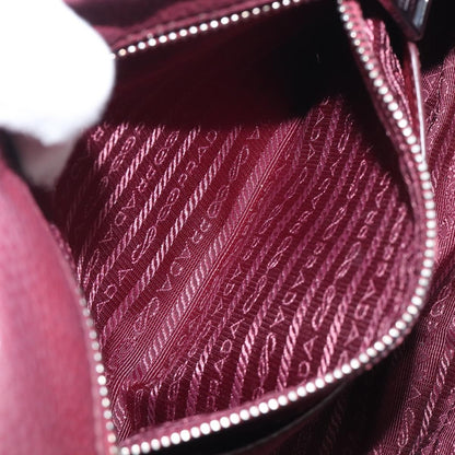 Prada Front Pocket Pushlock Convertible Boston Vitello Daino, Burgundy, Leather, Handbag