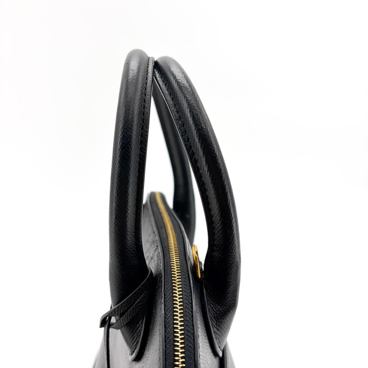 Balenciaga Logo Ville Leather, Black, Calfskin, Handbag