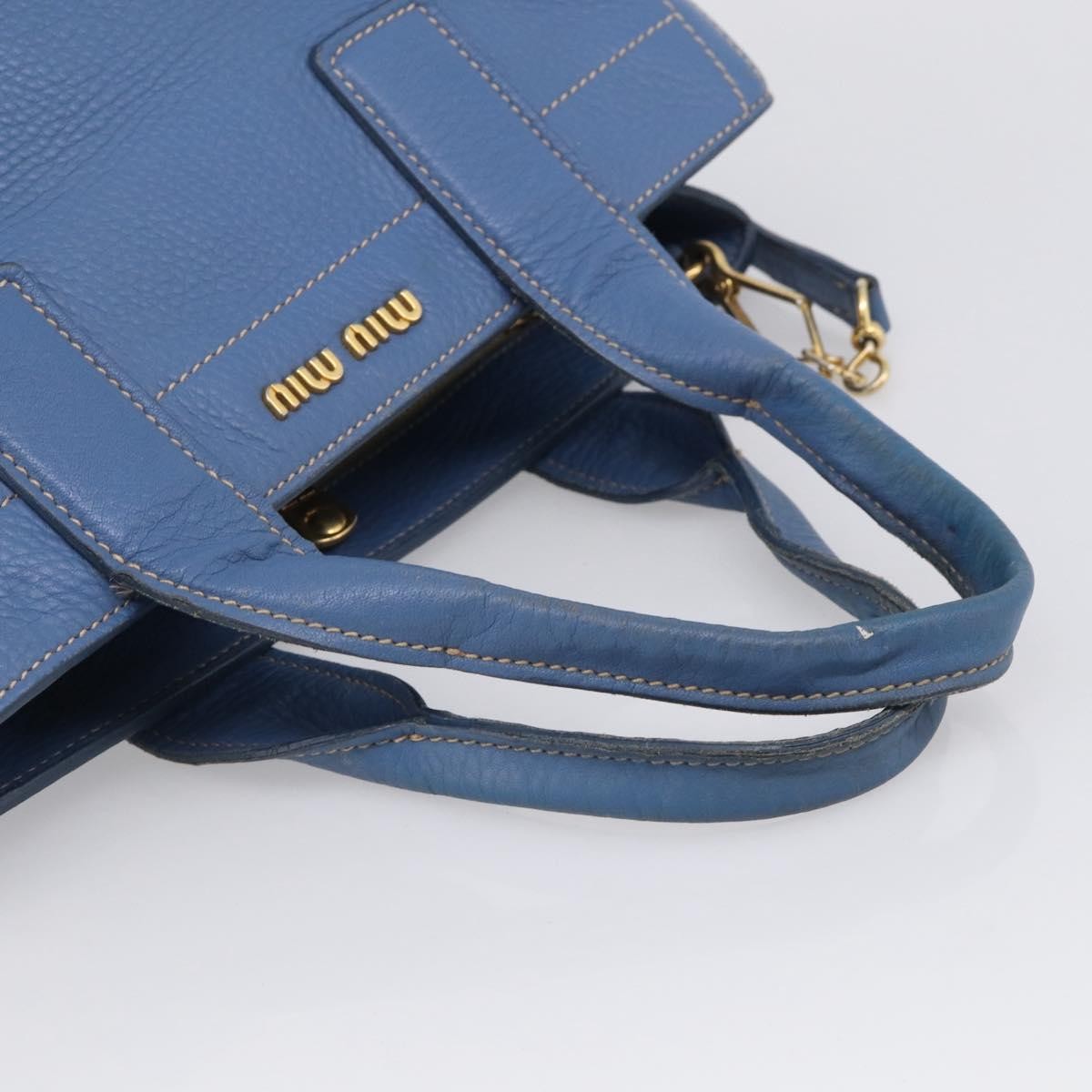 Miu Miu Beau Top Handle Leather, Blue, Leather, Handbag