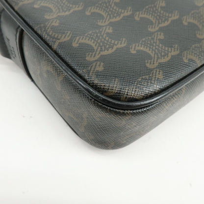 Celine Logo Messenger Triomphe Coated Canvas, Brown, Canvas, Handbag