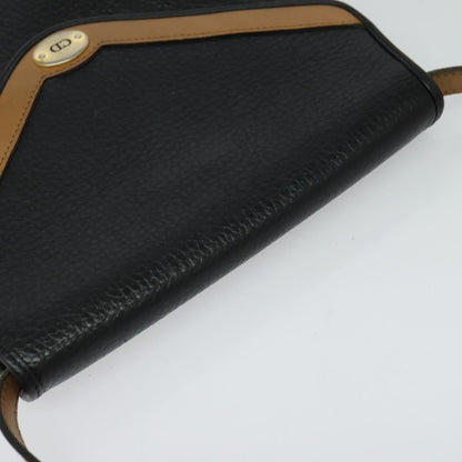 Christian Dior Vintage CD Flap Leather, Black, Leather, Shoulder Bag