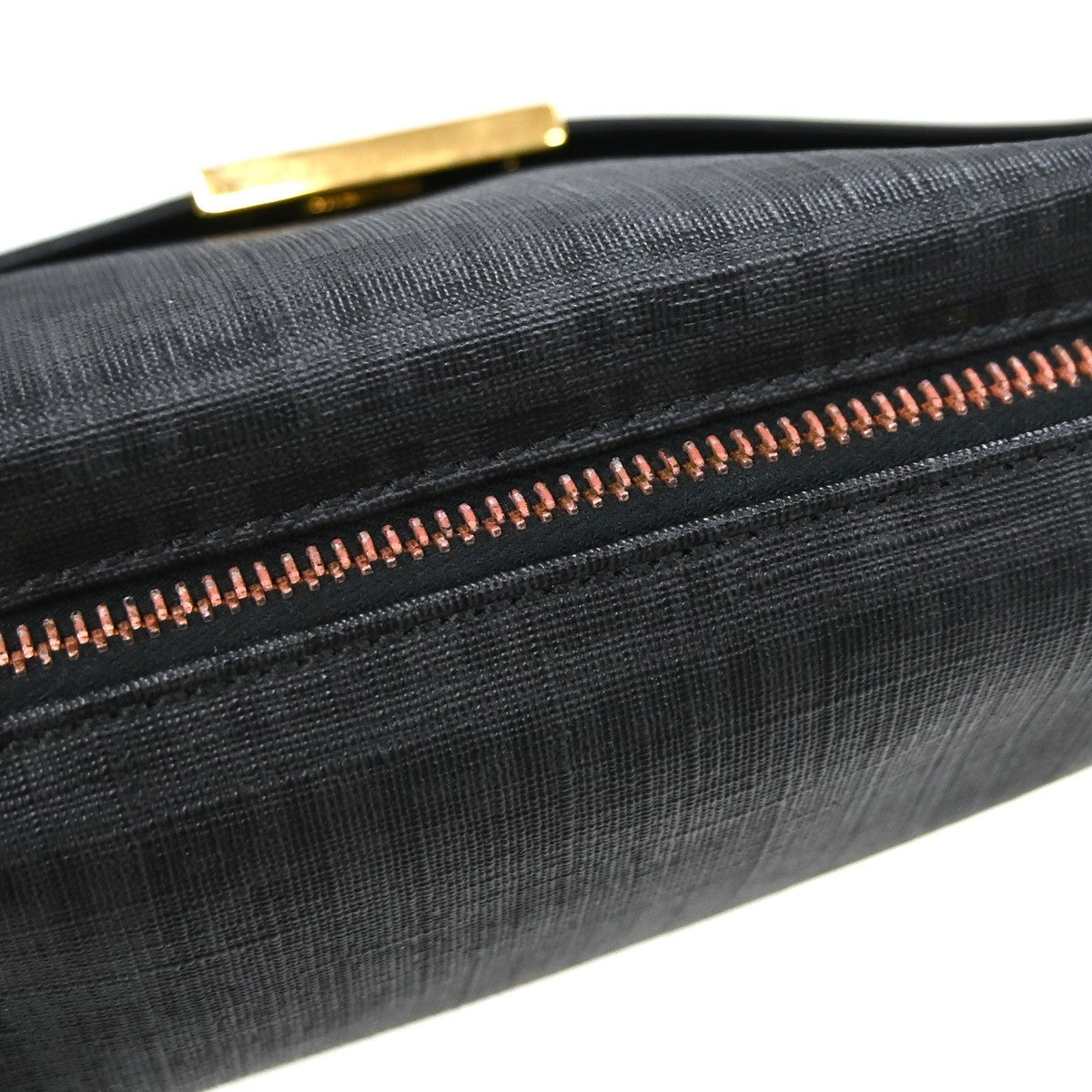 Fendi Front Pocket Messenger Zucchino Coated Canvas, Black, PVC, Shoulder Bag