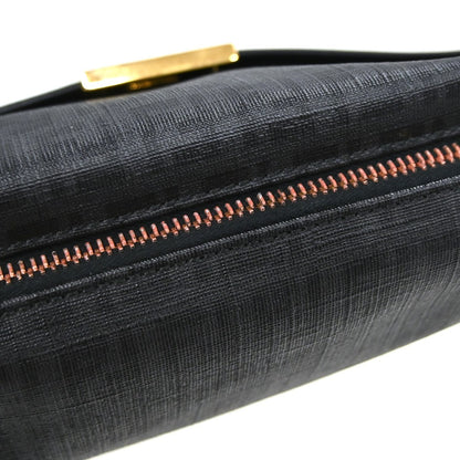Fendi Front Pocket Messenger Zucchino Coated Canvas, Black, PVC, Shoulder Bag