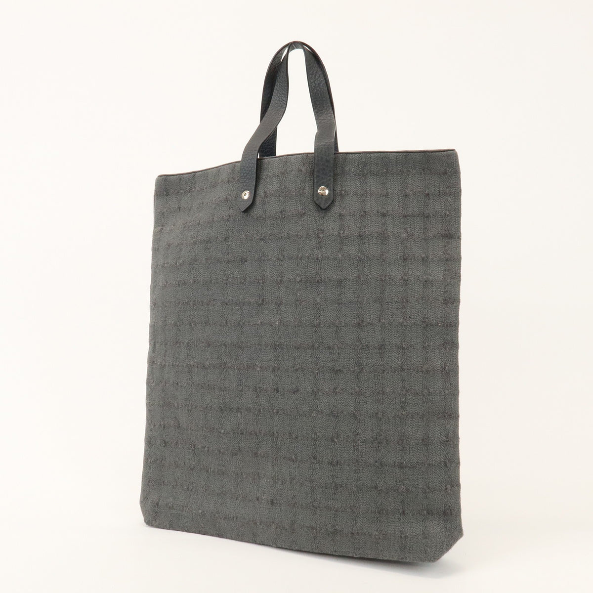 Hermes Ahmedabad Woven Leather and Canvas, Gray, Canvas, Tote Bag