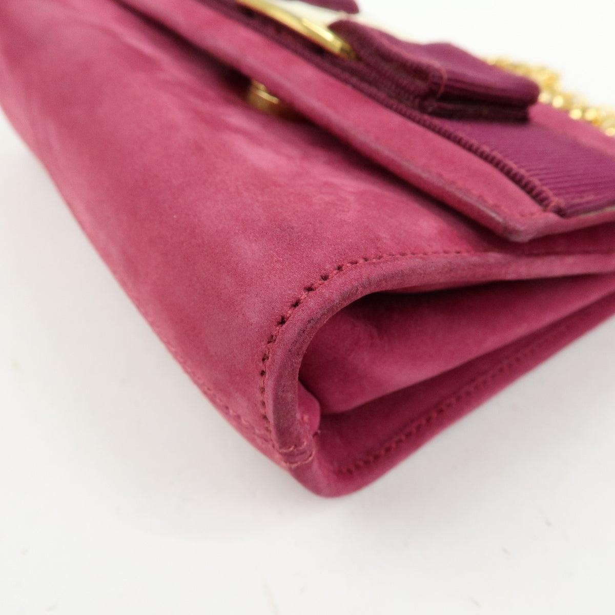 Salvatore Ferragamo Ginny Chain Waist Suede, Purple, Suede, Handbag