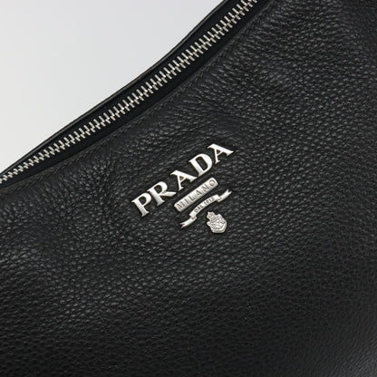 Prada Vitellino Mordo Hobo Leather, Black, Leather, Shoulder Bag