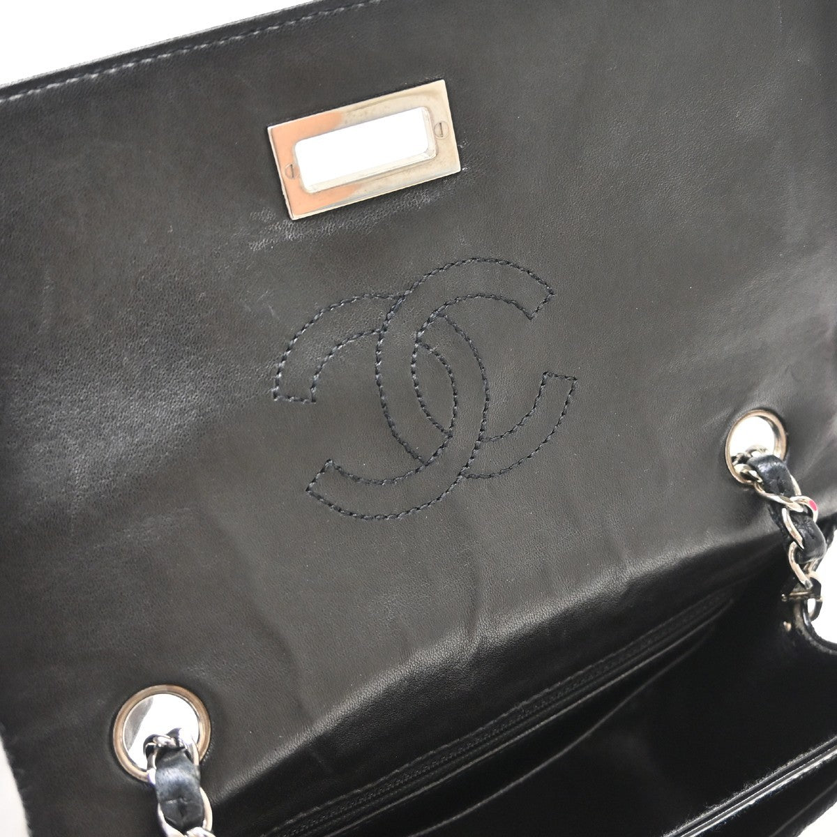 Chanel Reissue Flap Quilted Jersey with Patent, Black, Canvas, Shoulder Bag
