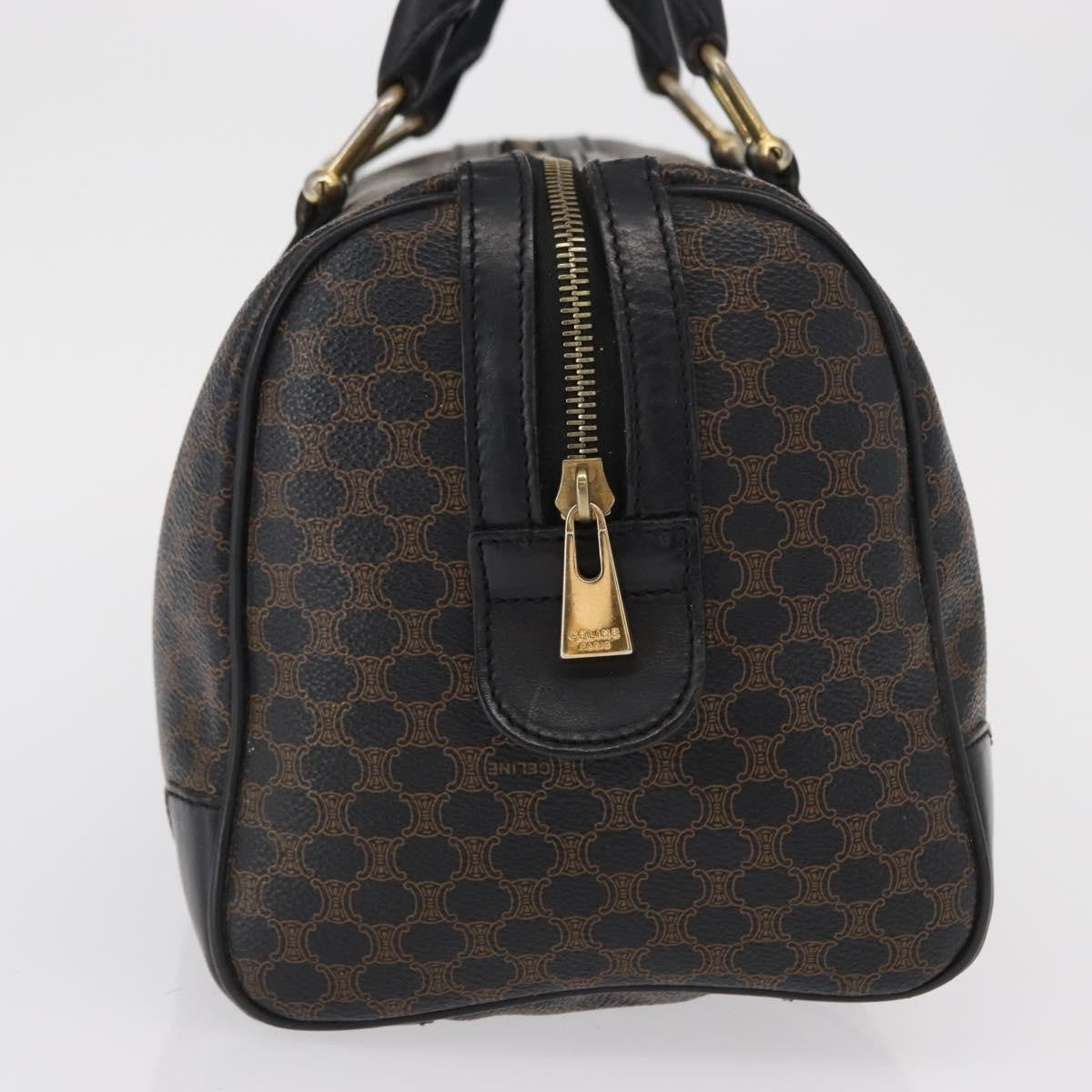 Celine Vintage Duffle Macadam Coated Canvas, Black, Canvas, Handbag