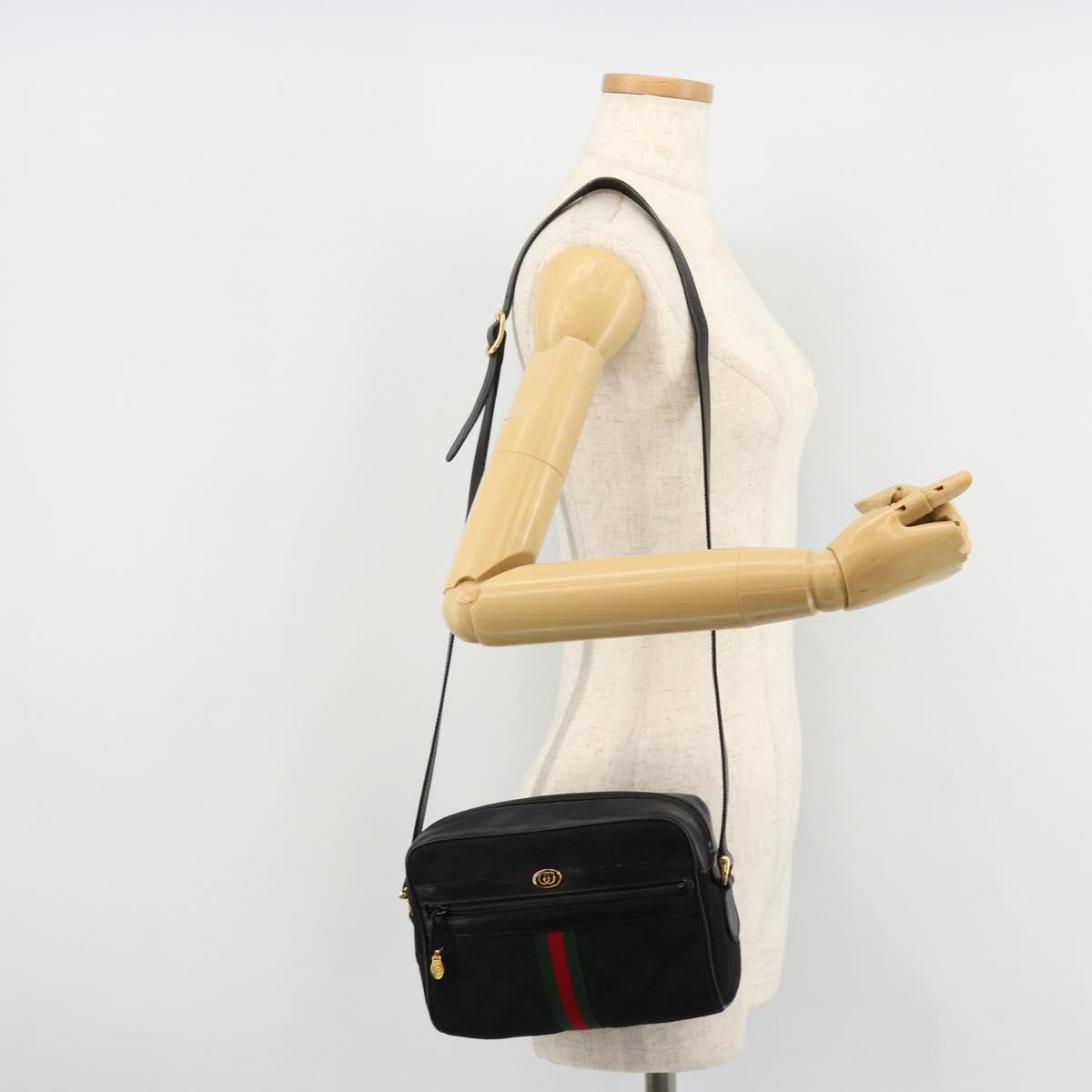 Gucci Ophidia GG Canvas, Black, Canvas, Shoulder Bag