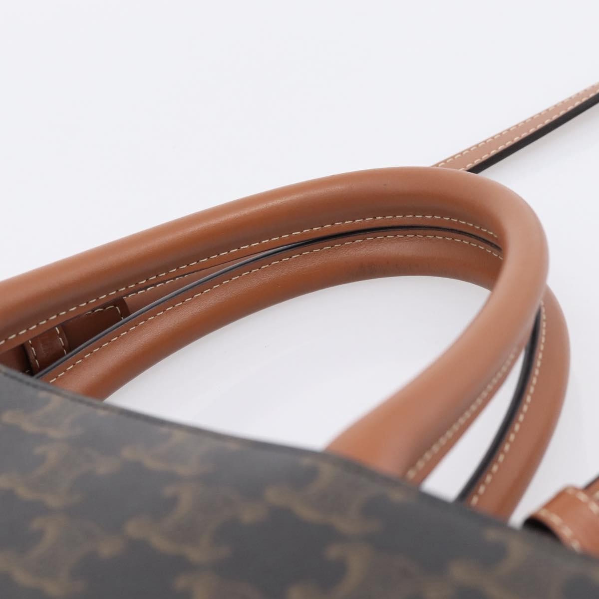 Celine Vertical Cabas Triomphe Coated Canvas, Brown, Canvas, Tote Bag