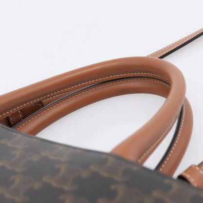 Celine Vertical Cabas Triomphe Coated Canvas, Brown, Canvas, Tote Bag