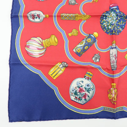 Hermes Carré 45 Les Capucines 100% Silk, Red, Silk, Scarf