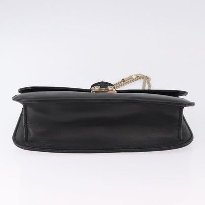 Valentino Garavani Glam Lock Leather, Black, Leather, Shoulder Bag