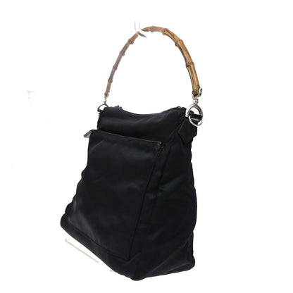 Gucci Sherry bamboo Nylon, Black, Nylon, Shoulder Bag