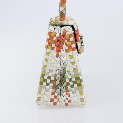 Salvatore Ferragamo Gancini Top Handle Woven Leather, Multicolour, Leather, Handbag